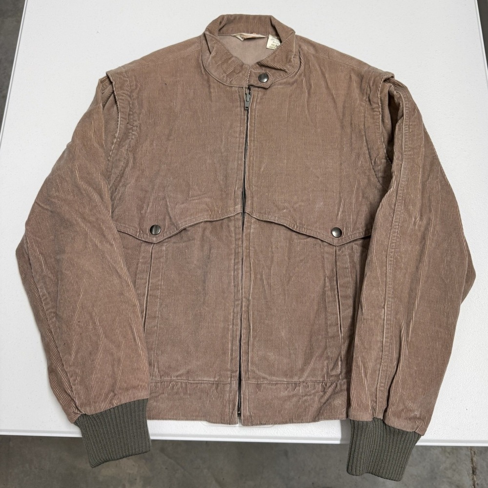 Oakbrook Corduroy Bomber Jacket Mens M Tan Excellent Vintage Zip Up Japan Made